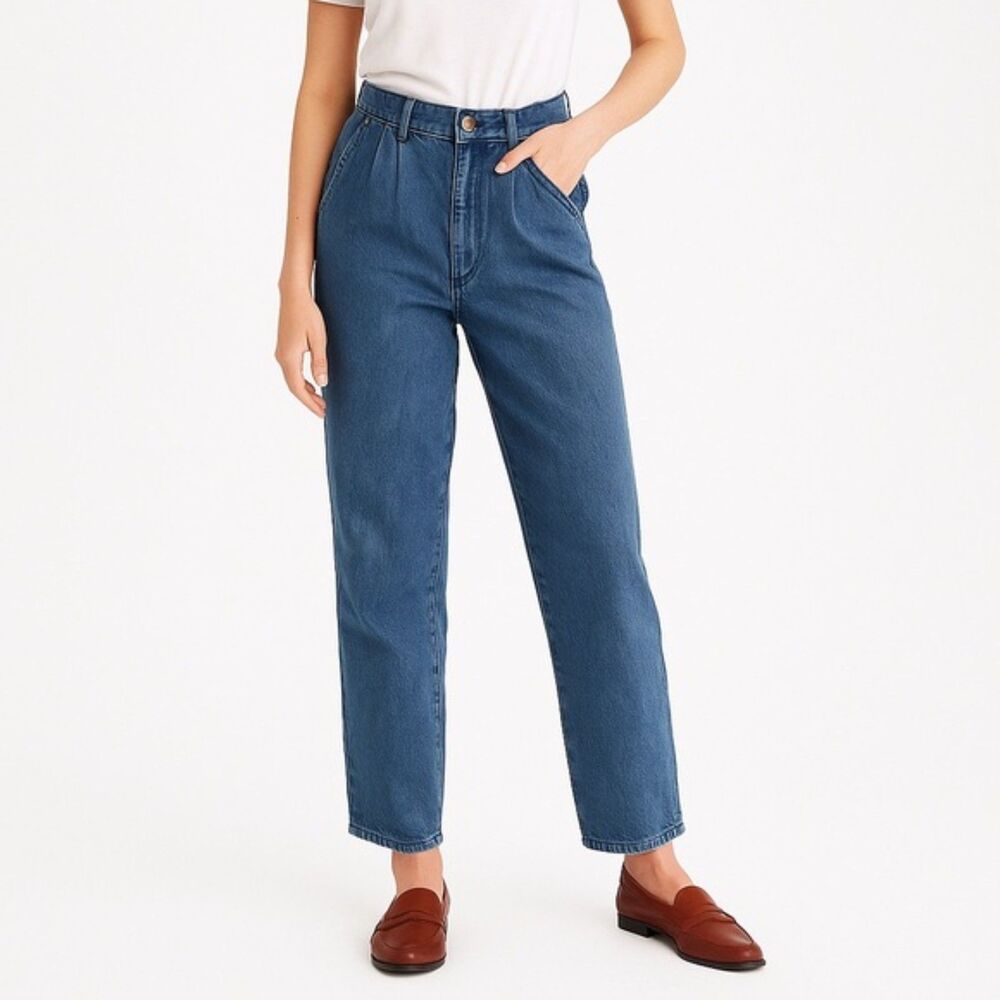 Vintage 1980s Calvin Klein Pleated Mom Jeans Indigo Wash 100% Cotton Size 5 | 24